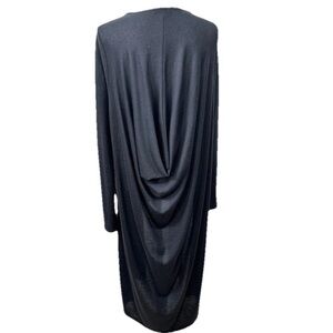 RUTI Elegant Black Rear Draped Lagenlook Cardigan Tie Up Long Sleeve Medium